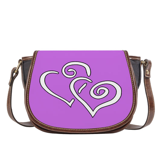 Ti Amo I love you - Exclusive Brand - Lavender - Double White Heart - Saddle Bag