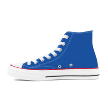 Load image into Gallery viewer, Ti Amo I love you - Exclusive Brand - Fun Blue - White Daisy - High Top Canvas Shoes - White  Soles
