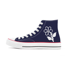 Load image into Gallery viewer, Ti Amo I love you - Exclusive Brand - Cloud Burst 2 - White Daisy - High Top Canvas Shoes - White  Soles
