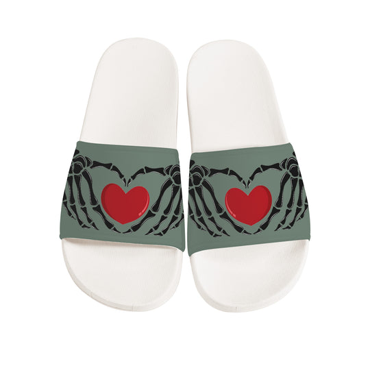 Ti Amo I love you - Exclusive Brand - Xanadu - Skeleton Hands with Heart -  Slide Sandals - White Soles