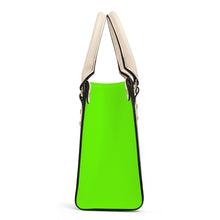 Load image into Gallery viewer, Ti Amo I love you - Exclusive Brand - Bright Green - Luxury Womens PU Tote Bag - Cream Straps
