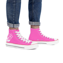 Load image into Gallery viewer, Ti Amo I love you - Exclusive Brand - Hot Pink - White Daisy - High Top Canvas Shoes - White  Soles
