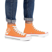 Load image into Gallery viewer, Ti Amo I love you - Exclusive Brand - Coral - White Daisy - High Top Canvas Shoes - White  Soles
