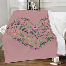 Load image into Gallery viewer, Ti Amo I love you - Exclusive Brand - Oriental Pink -  Floral Heart - Micro Fleece Blankets
