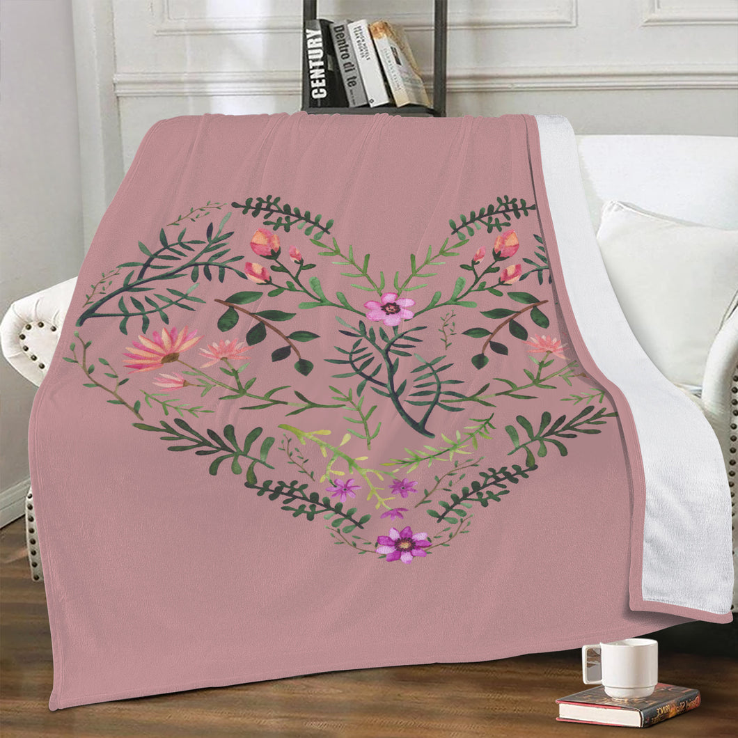 Ti Amo I love you - Exclusive Brand - Oriental Pink -  Floral Heart - Micro Fleece Blankets