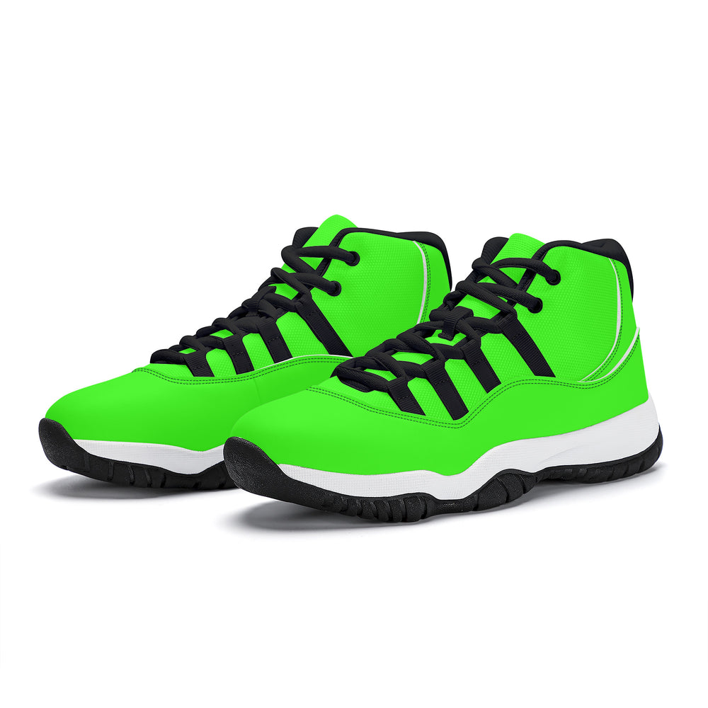 Ti Amo I love you - Exclusive Brand - Florescent Green  - Skeleton Hands with Heart -  High Top Air Retro Sneakers - Black Laces