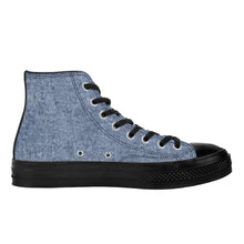 Load image into Gallery viewer, Ti Amo I love you - Exclusive Brand - Light Slate Grey Denim - Angry Fish - High Top Canvas Shoes - Black  Soles
