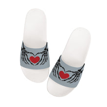 Load image into Gallery viewer, Ti Amo I love you - Exclusive Brand - Hit Gray - Skeleton Hands with Heart -  Slide Sandals - White Soles
