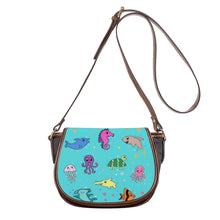 Load image into Gallery viewer, Ti Amo I love you - Exclusive Brand - Medium Turquoise Blue - Sea Creatures - Saddle Bag
