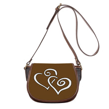 Load image into Gallery viewer, Ti Amo I love you - Exclusive Brand - Sepia - Double White Heart - Saddle Bag
