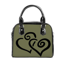 Load image into Gallery viewer, Ti Amo I love you - Exclusive Brand - Khaki Green - Double Black Heart -  Shoulder Handbag
