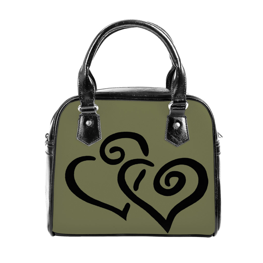 Ti Amo I love you - Exclusive Brand - Khaki Green - Double Black Heart -  Shoulder Handbag