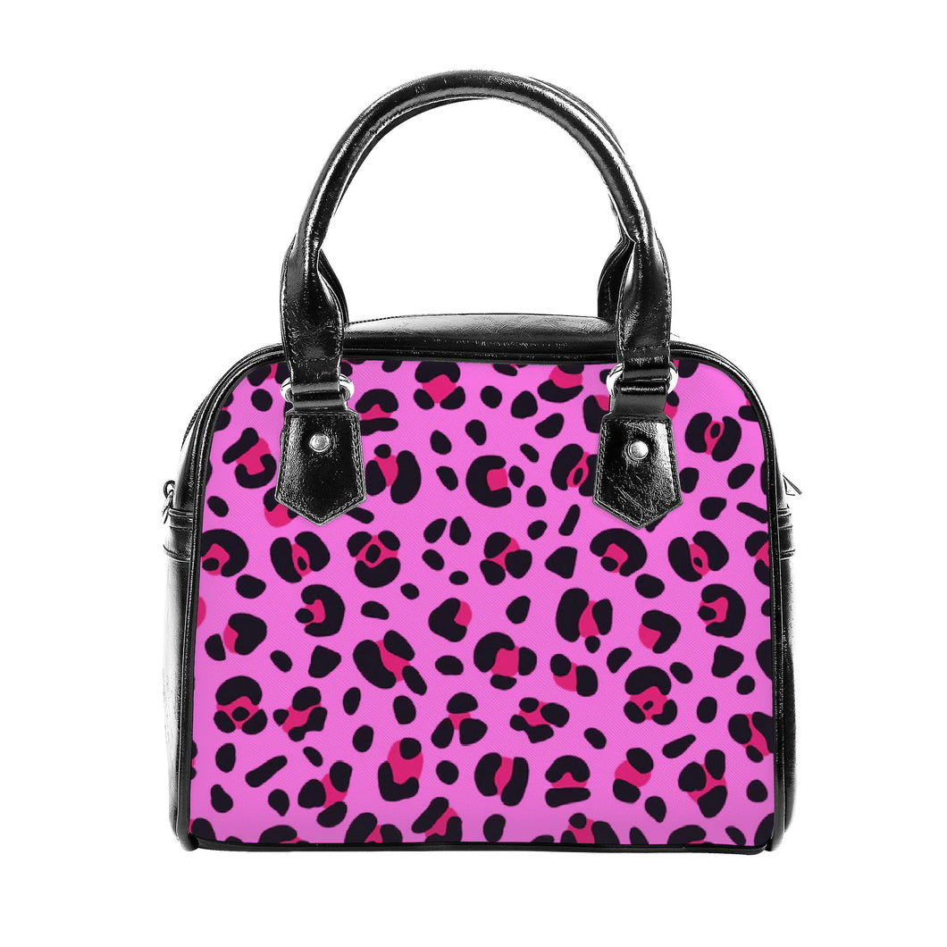 Ti Amo I love you - Exclusive Brand - Persian Pink with Cerise Leopard Spots - Womens Shoulder Handbag