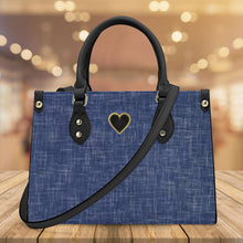 Load image into Gallery viewer, Ti Amo I love you - Exclusive Brand - Light Navy Blue Denim - Luxury Womens PU Tote Bag - Black Straps
