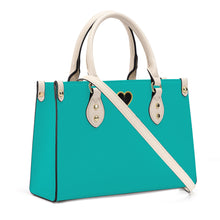 Load image into Gallery viewer, Ti Amo I love you - Exclusive Brand - Tiffany Blue - Luxury Womens PU Tote Bag - Cream Straps
