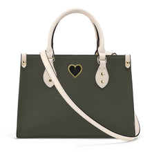 Load image into Gallery viewer, Ti Amo I love you - Exclusive Brand - Rifle Green - Luxury Womens PU Tote Bag - Cream Straps
