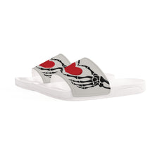 Load image into Gallery viewer, Ti Amo I love you - Exclusive Brand - Timberwolf - Skeleton Hands with Heart - Mens / Womens / Childs/ Youth -Slide Sandals - White Soles
