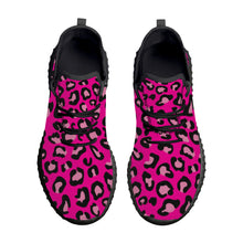 Load image into Gallery viewer, Ti Amo I love you - Exclusive Brand - Hollywood Cerise Leopard - Womens Mesh Knit Sneakers - Black Soles
