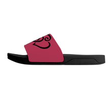 Load image into Gallery viewer, Ti Amo I love you - Exclusive Brand - Viva Magenta  - Womens Double Black Heart -  Slide Sandals - Black Soles
