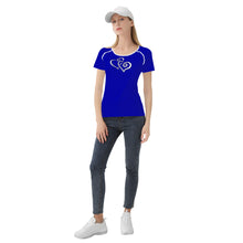 Load image into Gallery viewer, TI Amo I love you - Exclusive Brand - Royal Blue - Double White Heart - Women&#39;s T shirt
