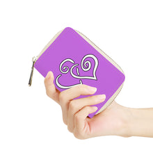 Load image into Gallery viewer, Ti Amo I love you - Exclusive Brand - Lavender - Double White Heart - PU Leather - Zipper Card Holder
