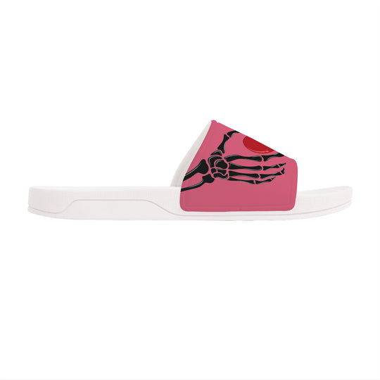 Ti Amo I love you - Exclusive Brand - Pale Violet Red - Skeleton Hands with Heart -  Slide Sandals - White Soles