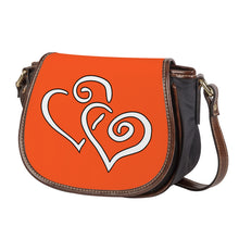 Load image into Gallery viewer, Ti Amo I love you - Exclusive Brand - Orange - Double White Heart - Saddle Bag
