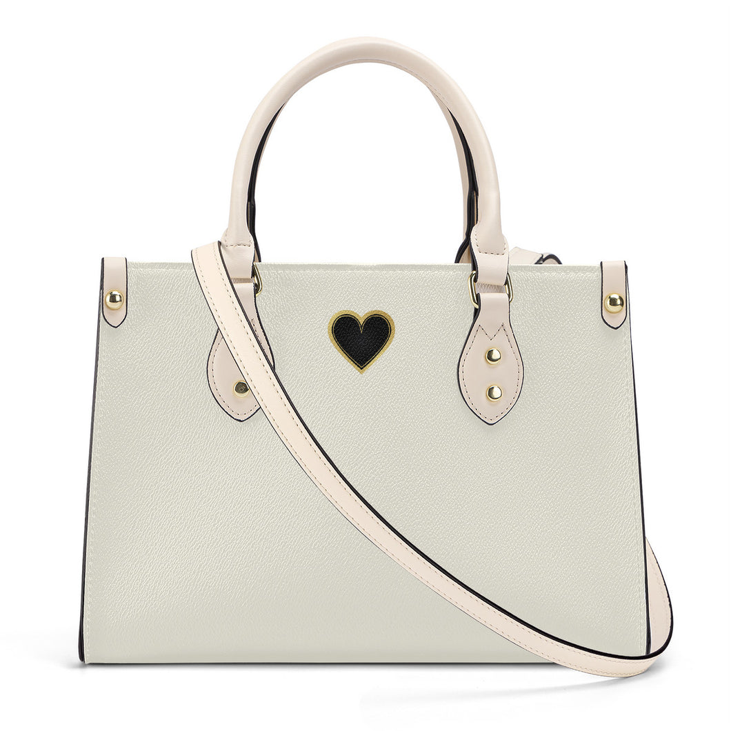 Ti Amo I love you - Exclusive Brand  - Buttery White - Luxury Womens PU Tote Bag - Cream Straps