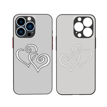 Load image into Gallery viewer, Ti Amo I love you - Exclusive Brand - Silver  - Double White Heart - iPhone 13 Matte Back with Soft Texture Edge Case (3 cameras)
