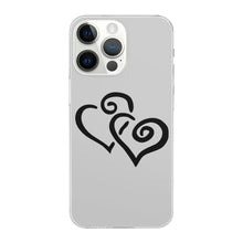 Load image into Gallery viewer, Ti Amo I love you - Exclusive Brand - Silver - Double Black Heart -  iPhone 14 Transparent Acrylic Case (3 cameras)
