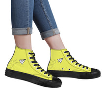 Load image into Gallery viewer, Ti Amo I love you - Exclusive Brand - Sandy Yellow - Paper Airplane - High Top Canvas Shoes - Black Soles
