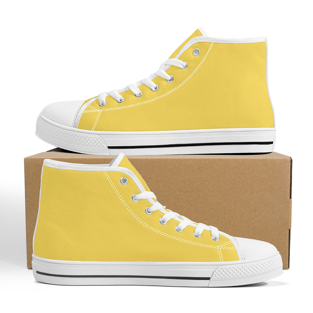 Ti Amo I love you - Exclusive Brand -  Mustard Yellow - High-Top Canvas Shoes - White Soles