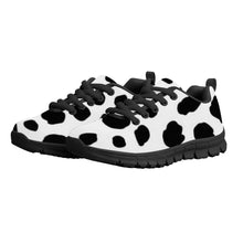 Load image into Gallery viewer, Ti Amo I love you - Exclusive Brand - White with Black Cow Spots - Kids Sneakers - Black Soles
