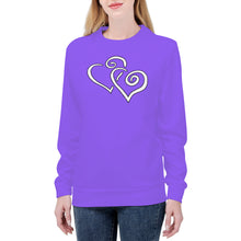 Load image into Gallery viewer, Heliotrope 3 - Double White Heart - Women&#39;s Sweatshirts - Purple Sweatshirts - Designer Brand Ti Amo I love you
