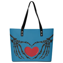 Load image into Gallery viewer, Ti Amo I love you - Exclusive Brand  - Nice Blue - Skeleton Hands with Heart  - Women&#39;s PU Leather Handbag
