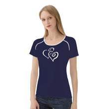 Load image into Gallery viewer, TI Amo I love you - Exclusive Brand - Cloud Burst 2 - Double White Heart - Women&#39;s T shirt
