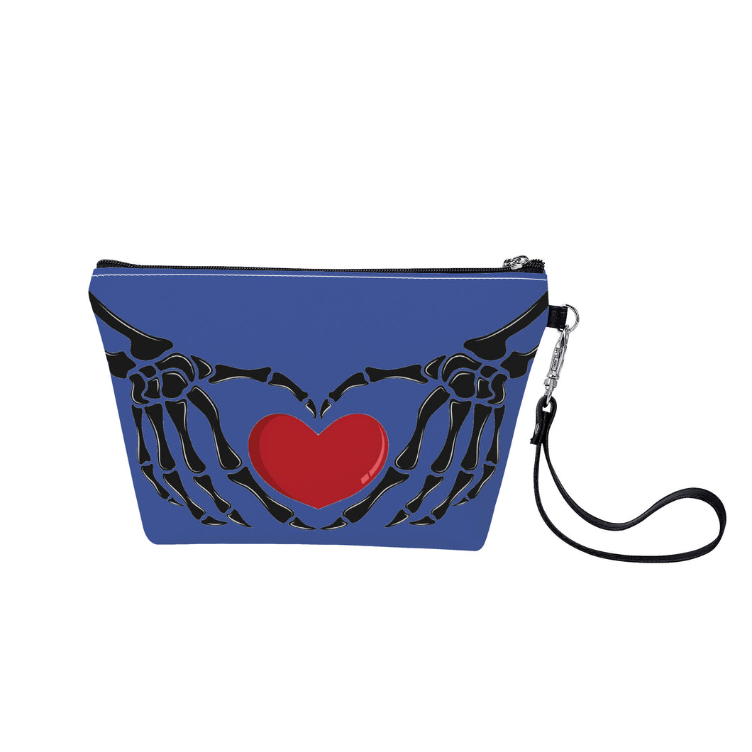 Ti Amo I love you - Exclusive Brand - Chambray Blue - Skeleton Hands with Heart - Sling Cosmetic Bag