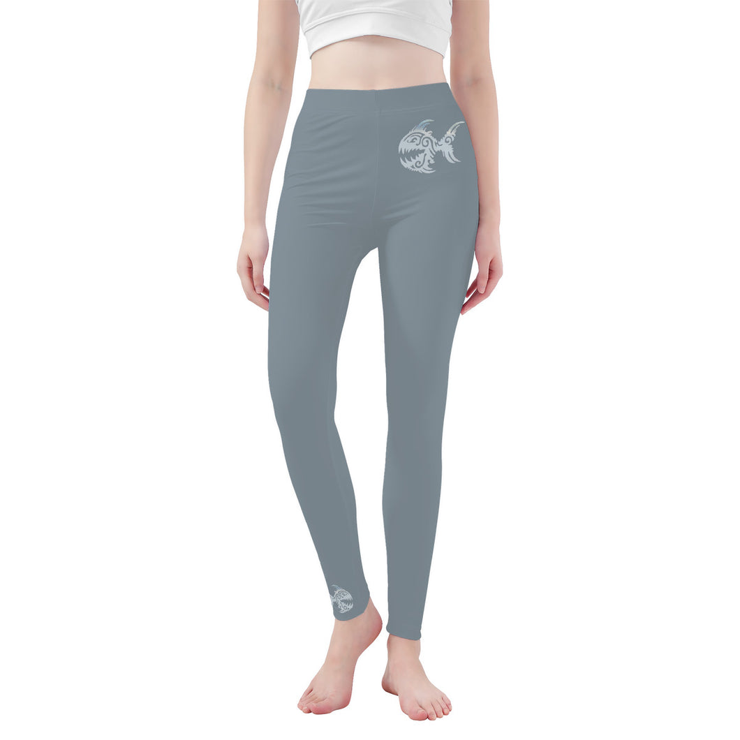 Ti Amo I love you - Exclusive Brand - Regent Grey - Angry Fish  - Womens / Teen Girls  / Womens Plus Size  - Yoga Leggings - Sizes XS-3XL