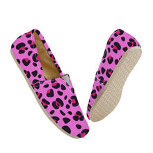 Load image into Gallery viewer, Ti Amo I love you  - Exclusive Brand - Persian Pink with Cerise Leopard Spots - Womens Casual Flat Driving Shoes
