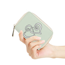 Load image into Gallery viewer, Ti Amo I love you - Exclusive Brand - Periglacial Blue - Double White Heart - PU Leather - Zipper Card Holder
