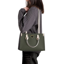 Load image into Gallery viewer, Ti Amo I love you - Exclusive Brand - Rifle Green - Luxury Womens PU Tote Bag - Cream Straps
