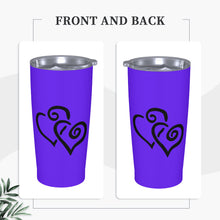 Load image into Gallery viewer, Ti Amo I love you - Exclusive Brand - Dark Purple - Double Black Heart - 20oz Stainless Steel Straw Lid Cup
