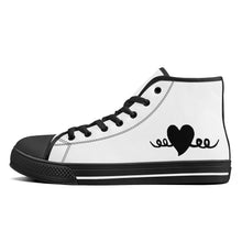 Load image into Gallery viewer, Ti Amo I love you - Exclusive Brand - White - Black Heart High-Top Canvas Shoes - Black Soles
