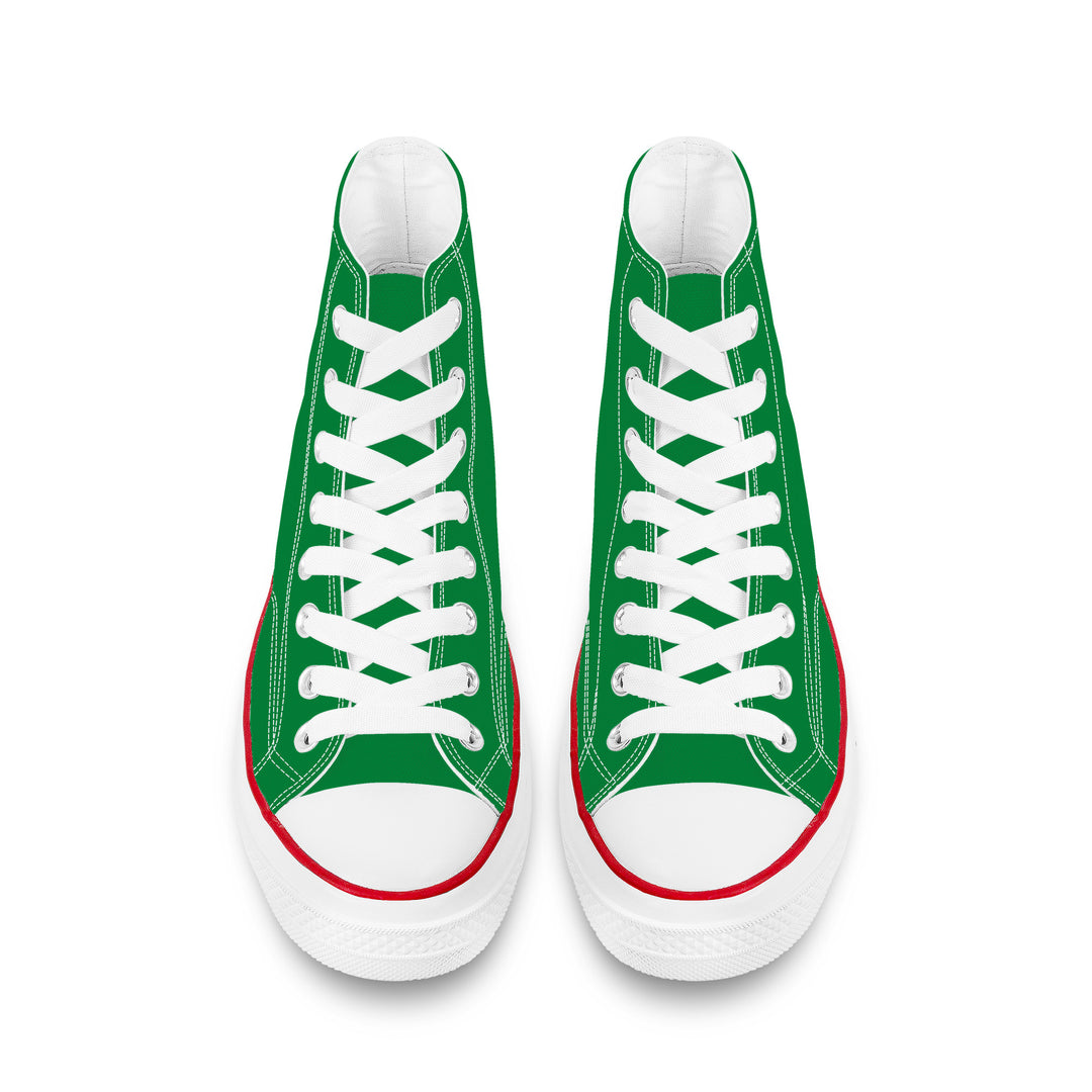Ti Amo I love you - Exclusive Brand - Fun Green - White Daisy - High Top Canvas Shoes - White  Soles