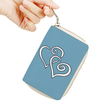 Load image into Gallery viewer, Ti Amo I love you - Exclusive Brand - Glacier - Double White Heart - PU Leather - Zipper Card Holder
