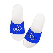 Load image into Gallery viewer, Ti Amo I love you - Exclusive Brand - Blue Blue Eyes - Double White Heart- Slide Sandals - White Soles
