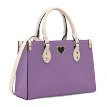 Load image into Gallery viewer, Ti Amo I love you - Exclusive Brand -Dark Lilac - Luxury Womens PU Tote Bag - Cream Straps
