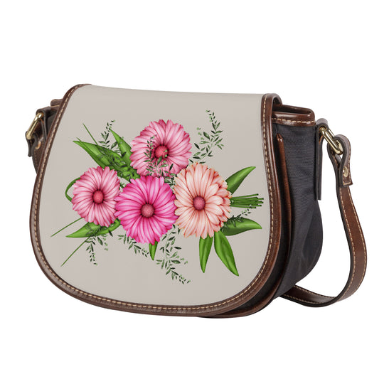 Ti Amo I love you - Exclusive Brand - Swirl - Pink Floral - Saddle Bag