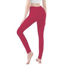 Load image into Gallery viewer, Ti Amo I love you - Exclusive Brand - Viva Magenta - Double White Heart - Womens / Teen Girls  / Womens Plus Size  - Yoga Leggings - Sizes XS-3XL
