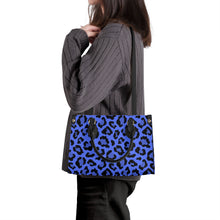 Load image into Gallery viewer, Ti Amo I love you - Exclusive Brand - Blueberry 2 with Obscure Royal Blue Leopard Spots - Luxury Womens PU Tote Bag - Black Straps
